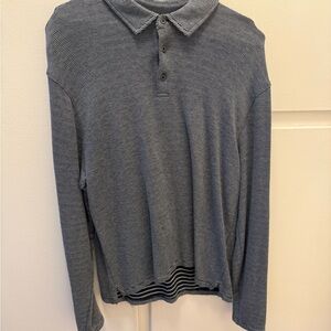 Vince Blue and White Striped Polo Shirt